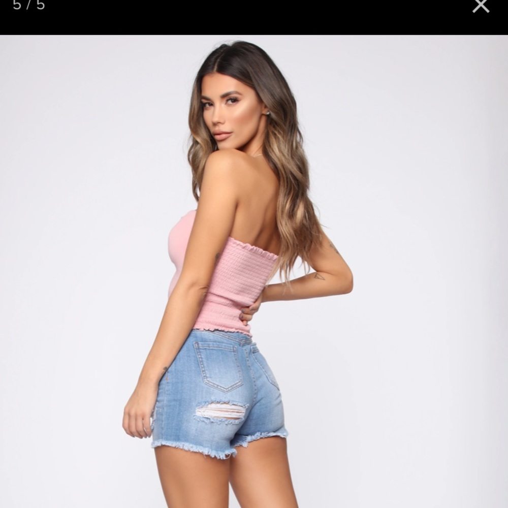 Pink Ruched Tube Top - Picture 3 of 4